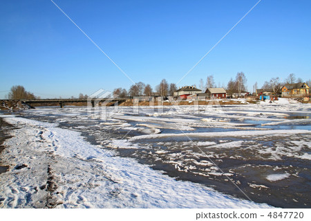 driving of ice on river driving of ice on river 4847720