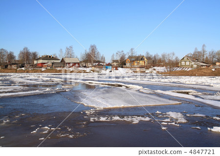 driving of ice on river driving of ice on river 4847721