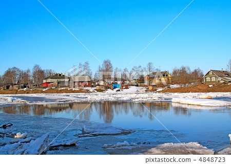 driving of ice on river driving of ice on river 4848723