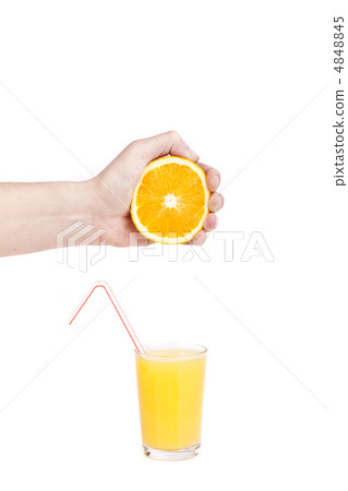 hand pour orange juice from orange hand pour orange juice from orange 4848845