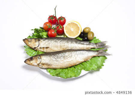 Smoked sprat-appetizing snack with tomato and lemon 4849136