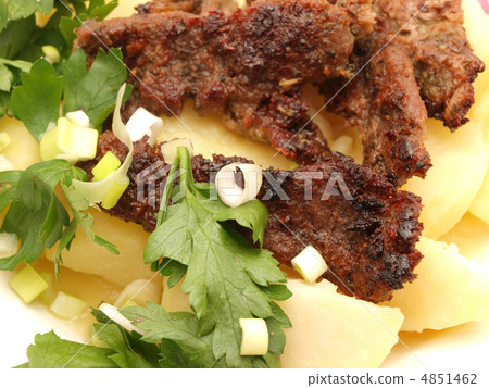Meat with a potato on a plate 4851462
