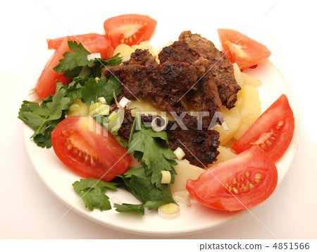 Meat with a potato on a plate 4851566