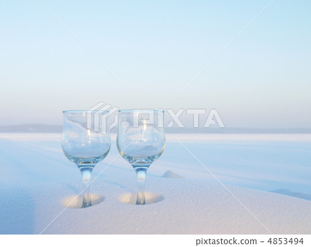 Glass on the bank of lake in the winter. A decline Glass on the bank of lake in the winter. A decline 4853494