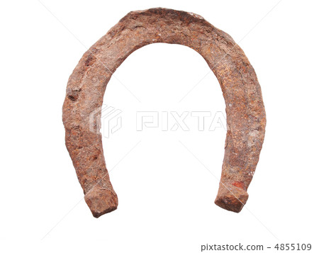 a rusty old horseshoe on a white background a rusty old horseshoe on a white background 4855109
