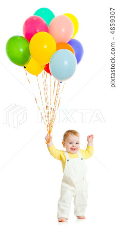 Kid or child with balloons bunch Kid or child with balloons bunch 4859307