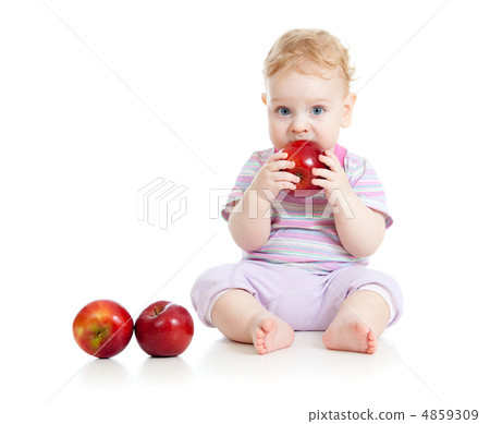 Baby eating healthy food isolated Baby eating healthy food isolated 4859309