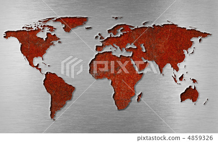 rusty metal world map concept 4859326