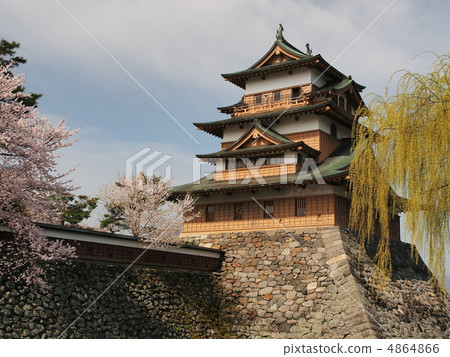 櫻花盛開的高島城堡 櫻花盛開的高島城堡 4864866