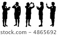 A silhouette illustration of a woman using a smartphone 4865692