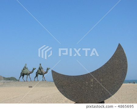 Blue sky and moon and desert 4865695