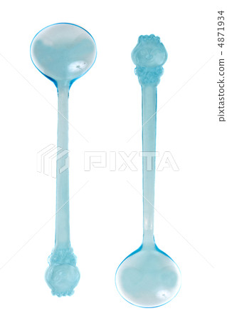 Two blue transparent plastic spoons Two blue transparent plastic spoons 4871934
