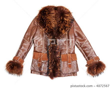Brown sheepskin coat with fur 4872567