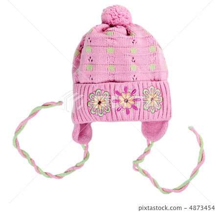 baby knitted hat with a flower pattern baby knitted hat with a flower pattern 4873454