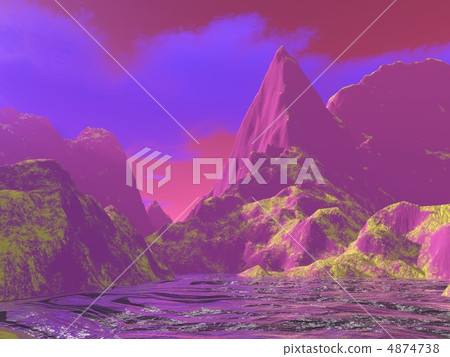 群青雲和不同的深紅色天空世界 4874738