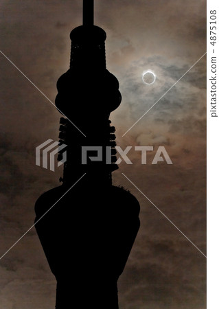 Ferring solar eclipse and sky tree 4875108