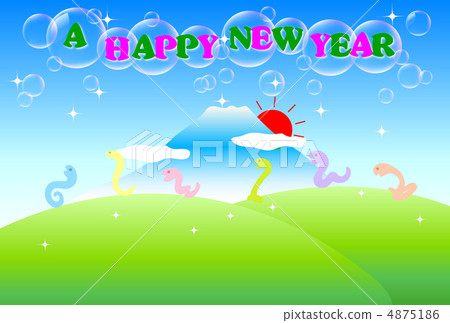 新年賀卡名稱米富士 4875186