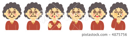 高級婦女各種面部表情 4875756