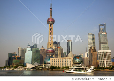 Modern building group in Pudong district from Shanghai band Modern building group in Pudong district from Shanghai band 4883595