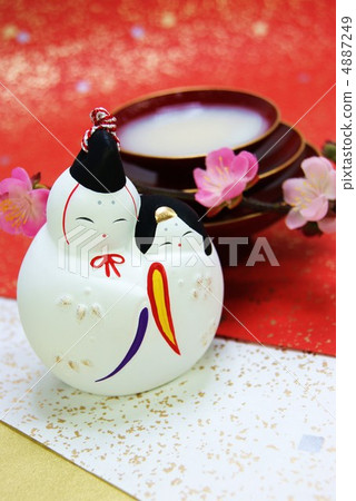 Doll Tsuzuru chicks, three-white white sake, Japanese paper 3 kinds vertical back position 4887249