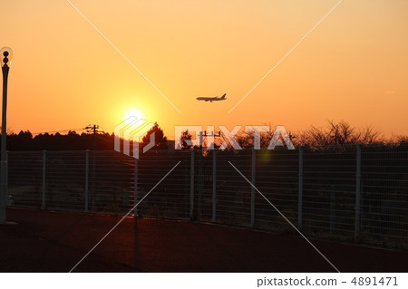 Sunset and Airplane 4891471
