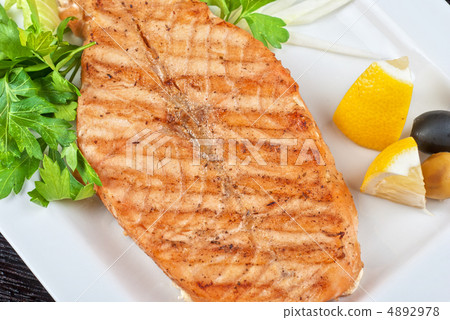 Grilled salmon steak Grilled salmon steak 4892978