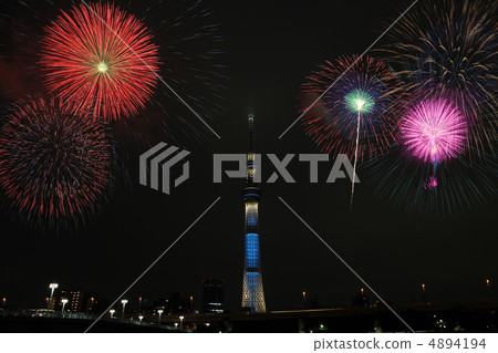 天空樹和煙花 天空樹和煙花 4894194