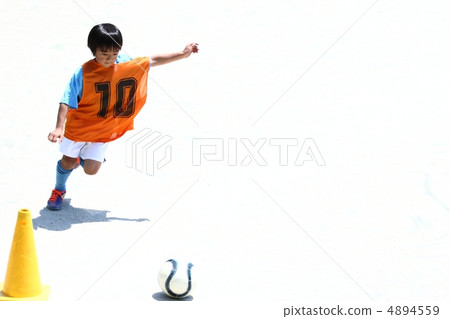 Soccer boy's corner kick just before scene Soccer boy's corner kick just before scene 4894559