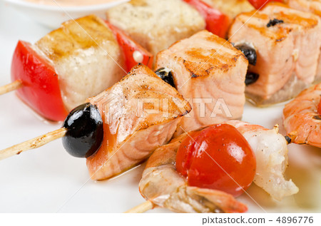 grilled salmon and shrimps grilled salmon and shrimps 4896776