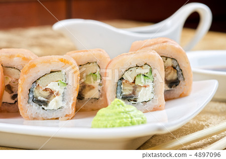 shrimp and eel sushi roll shrimp and eel sushi roll 4897096