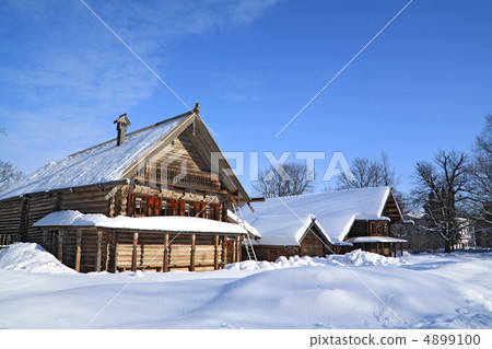old wooden house in village old wooden house in village 4899100