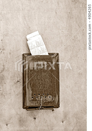 old mailbox on wooden door, sepia old mailbox on wooden door, sepia 4904265
