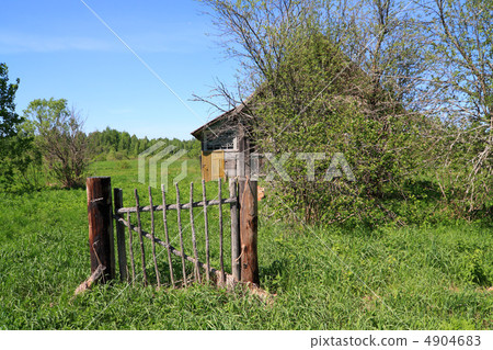 wicket near old wooden rural building 4904683