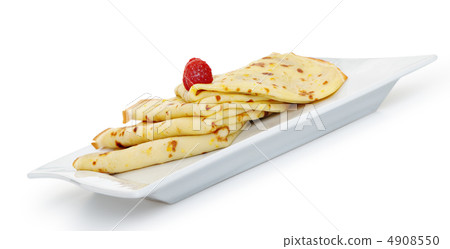 Crepe on a plate with a raspberry 4908550
