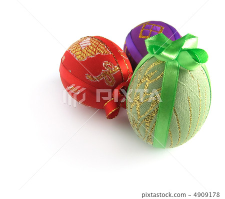Easter painted egg tied up by tapes 3 4909178