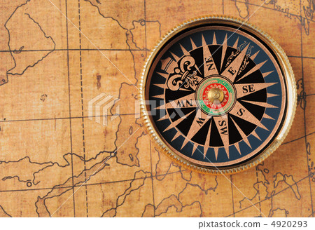 Old compass and map 4920293
