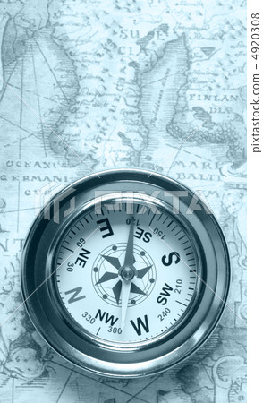 Old compass on ancient map Old compass on ancient map 4920308