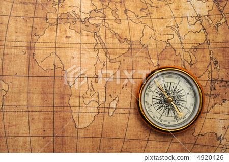 Compass on old map. Compass on old map. 4920426
