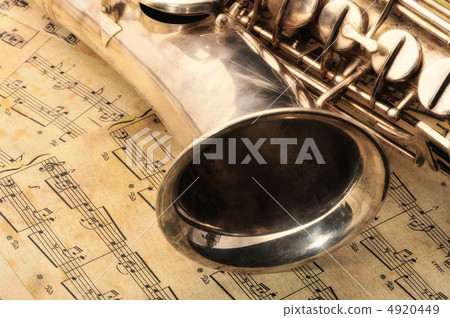 Old saxophone and notes Old saxophone and notes 4920449