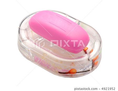 Soap of pink color in a transparent soap tray Soap of pink color in a transparent soap tray 4921952