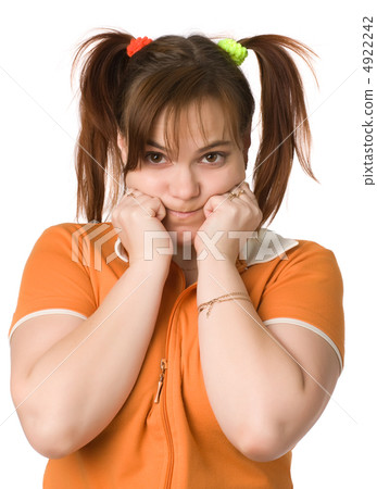 Adult girl with a two pony-tail Adult girl with a two pony-tail 4922242