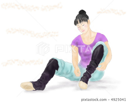 A woman sitting and wearing a leg warmer A woman sitting and wearing a leg warmer 4925041