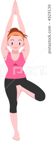 婦女採取瑜伽姿勢 4929130