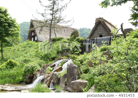 Archaeological structure built behind the waterfall 4931455