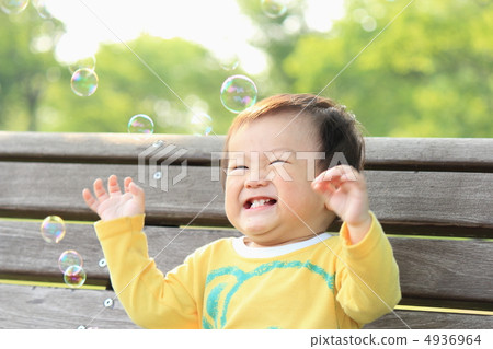 Children happy with soap bubbles Children happy with soap bubbles 4936964