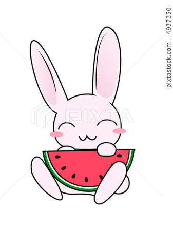 Rabbit and watermelon - Stock Illustration [4937350] - PIXTA