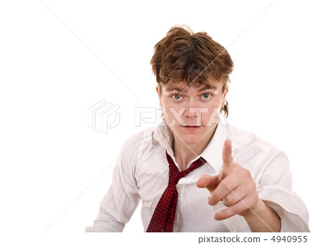 Business man in white shirt  - hand pointing. 4940955