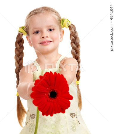 Child giving flower. Child giving flower. 4941044