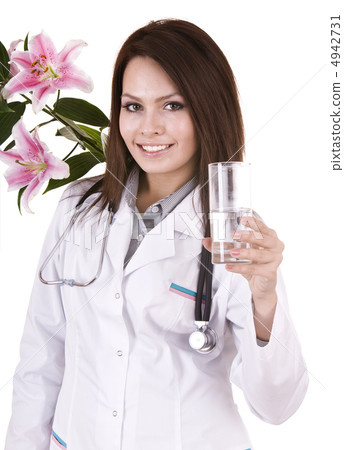Doctor with glass of water. 4942731