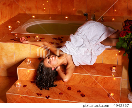 Woman relaxing in bath. Woman relaxing in bath. 4942867